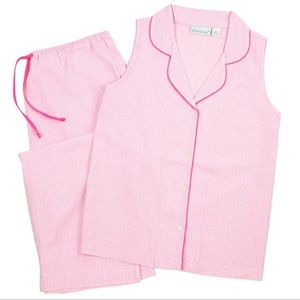NWT Seersucker Pink PJ Cropped Set Sz S